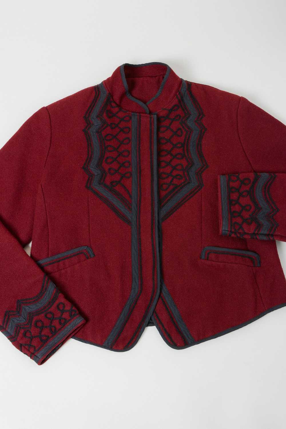 Oxblood Guatemalan Folk Art Wool Jacket - image 4