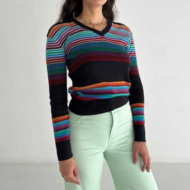 70s Dark Rainbow Sweater - image 1