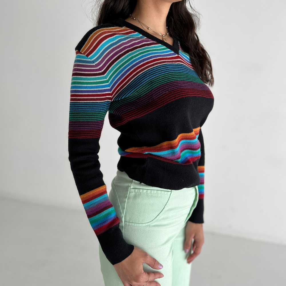 70s Dark Rainbow Sweater - image 2