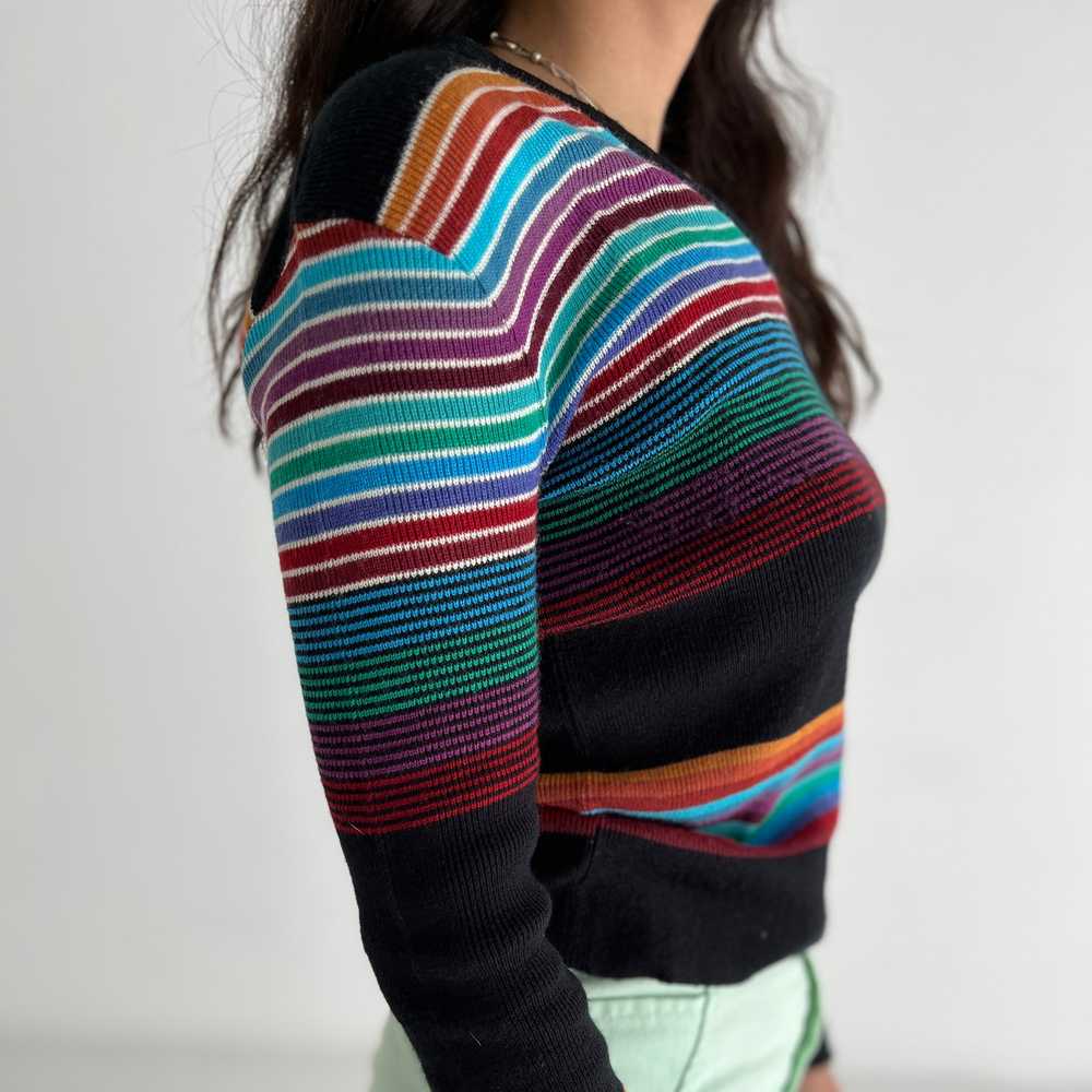 70s Dark Rainbow Sweater - image 3
