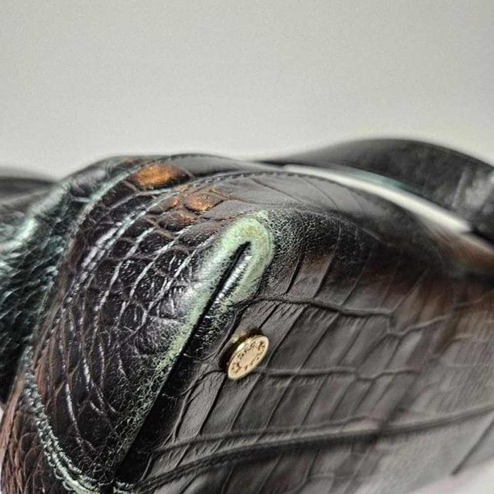 Vntg Monsac Large Black Leather Embossed Croc Str… - image 11