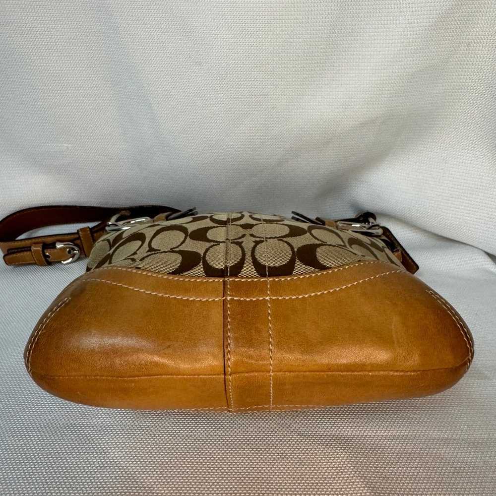 Vintage Coach Signature Fabric & Leather Shoulder… - image 7