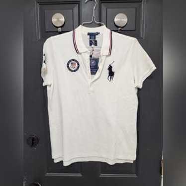 トップス 90s archive polo ralph lauren london us Vintage 90's Ralph Lauren Men Black Red STRIPE Polo PONY