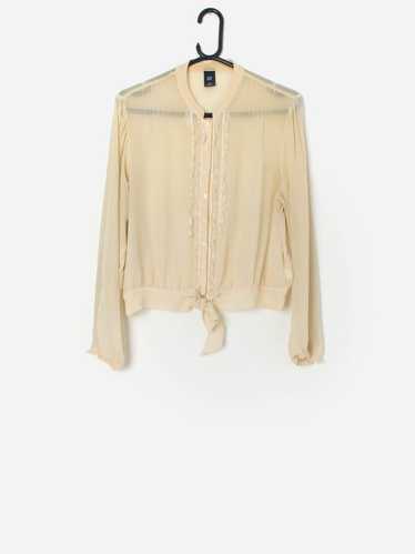 Vintage Gap silk sheer ruffle front blouse – Mediu