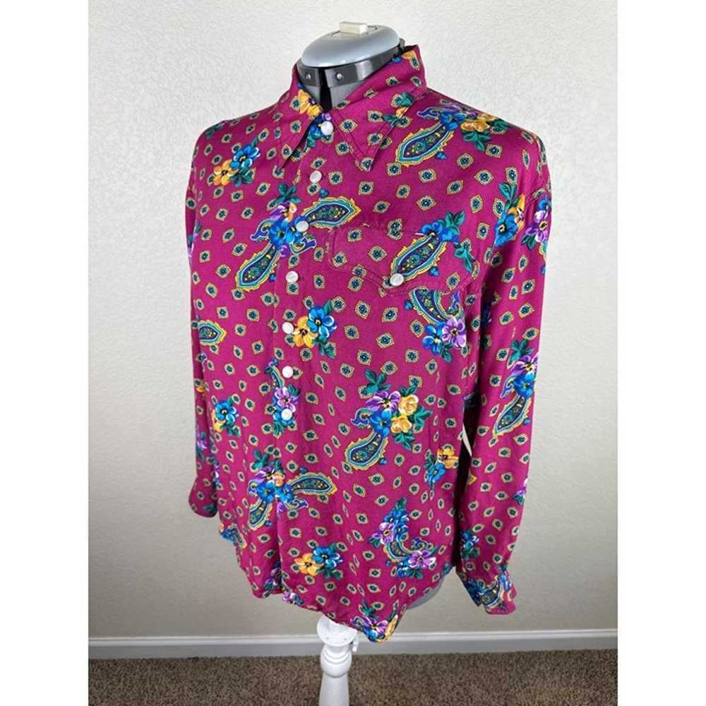 Liz Wear Blouse Women's Large Vtg 70s Floral Pais… - image 10