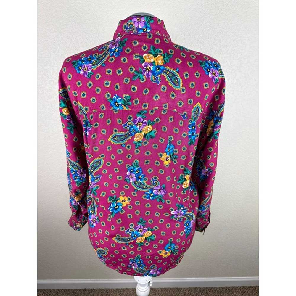 Liz Wear Blouse Women's Large Vtg 70s Floral Pais… - image 6