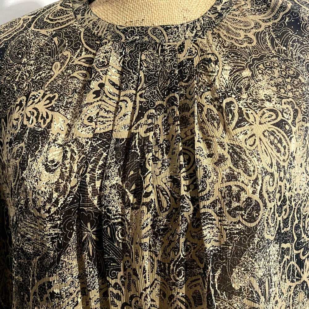 Vintage Carlisle Silk Blouse Long Sleeve Black Ta… - image 2
