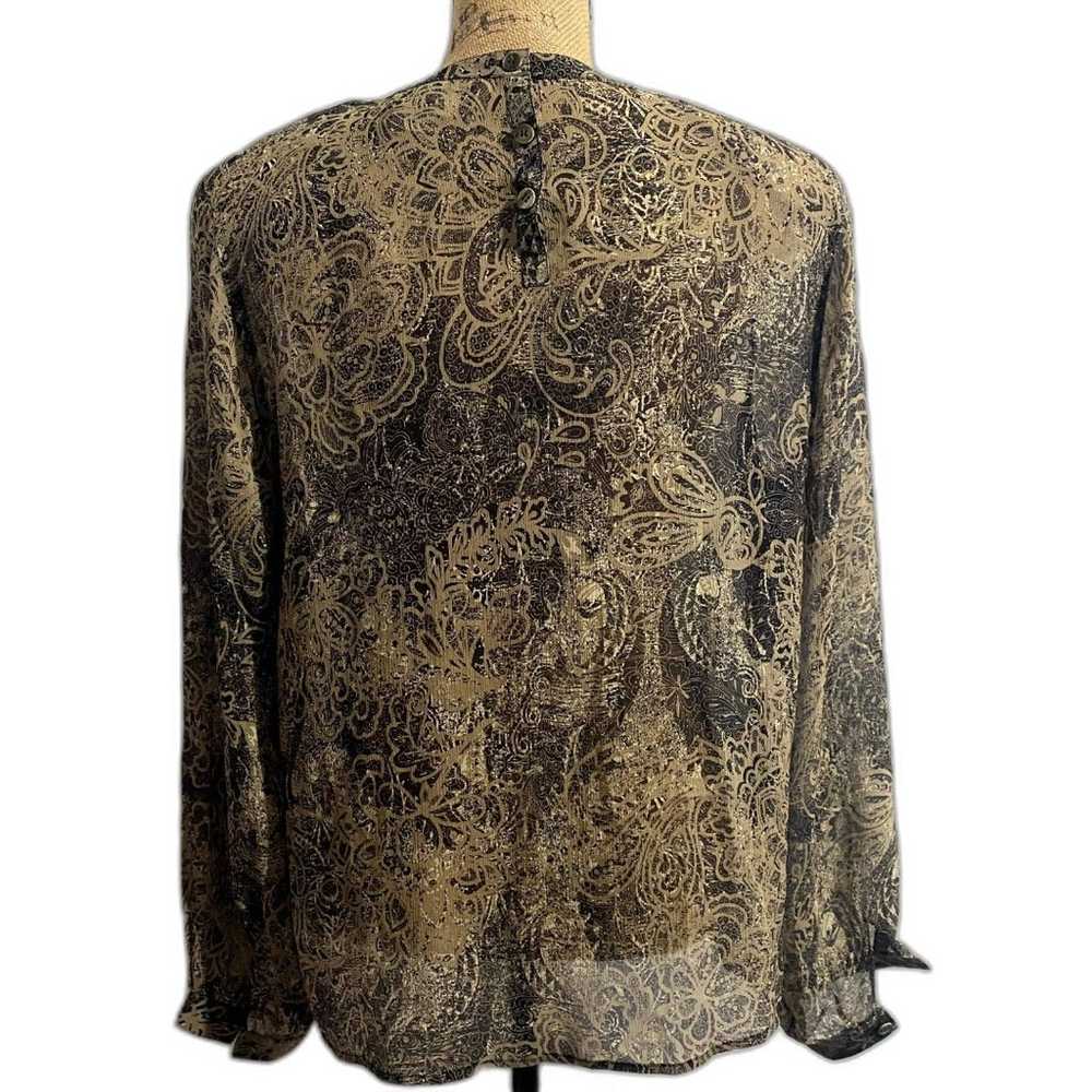 Vintage Carlisle Silk Blouse Long Sleeve Black Ta… - image 3