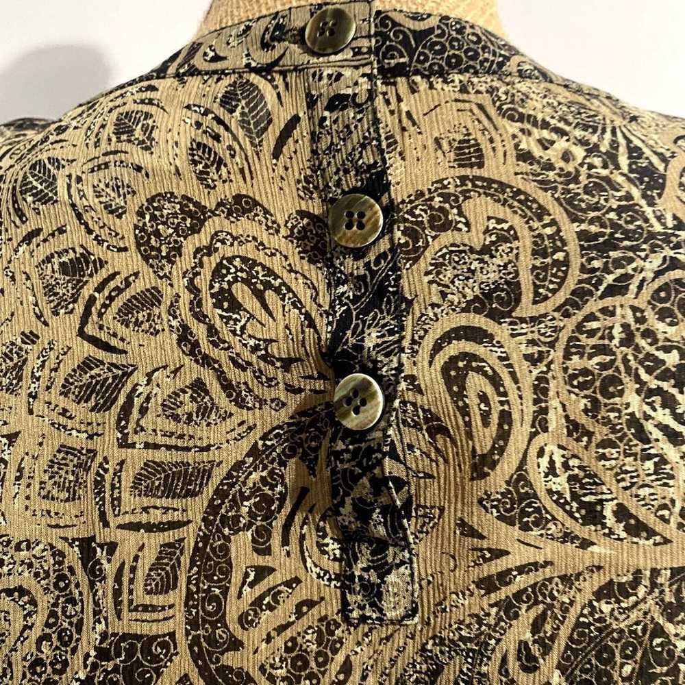 Vintage Carlisle Silk Blouse Long Sleeve Black Ta… - image 4