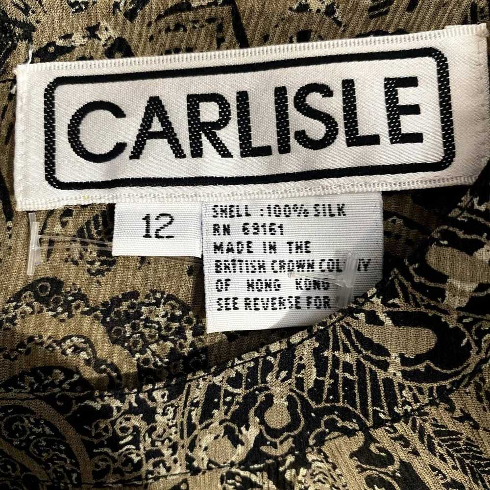 Vintage Carlisle Silk Blouse Long Sleeve Black Ta… - image 5