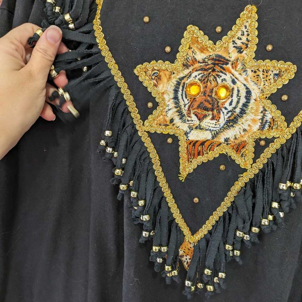 Hand decorated bedazzled tiger shirt - image 5