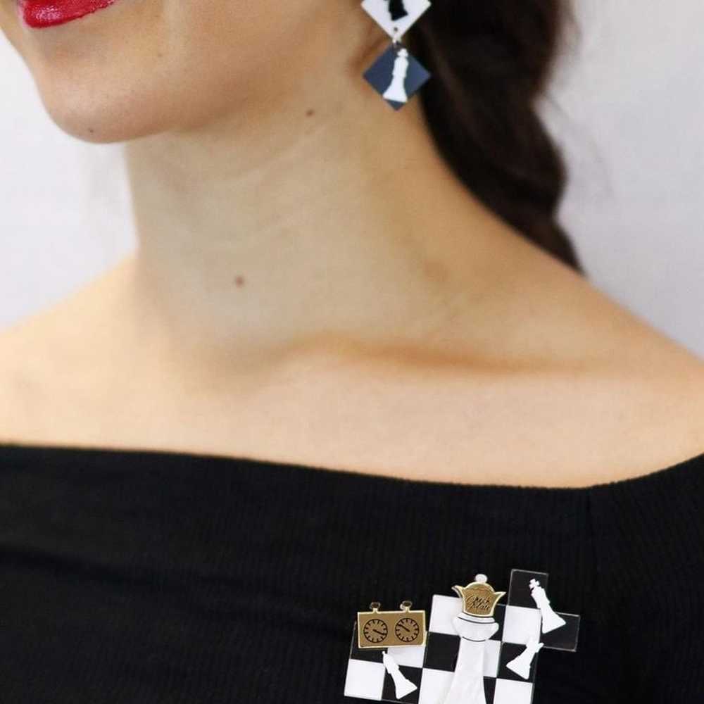 Checkmate Brooch and Earrings set by Poly Paige - image 1