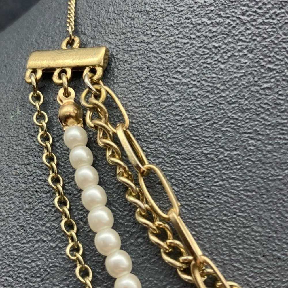 Four Strand Layered Necklace 16 In Gold Chain Rhi… - image 2