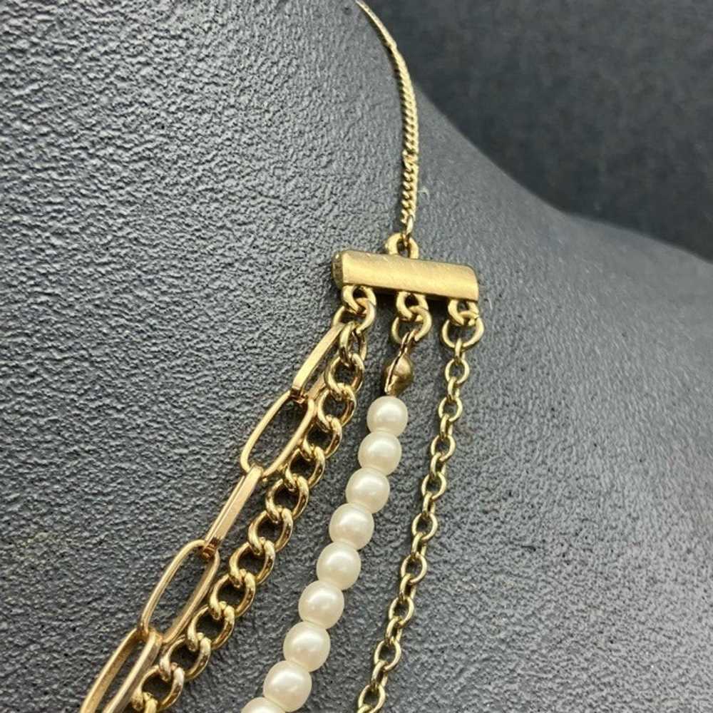 Four Strand Layered Necklace 16 In Gold Chain Rhi… - image 4