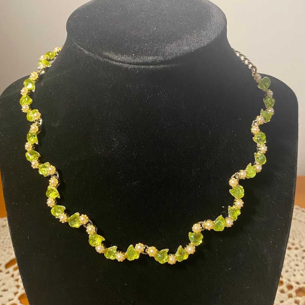 Vintage Natural Peridot & Seed Pearl Set - image 3