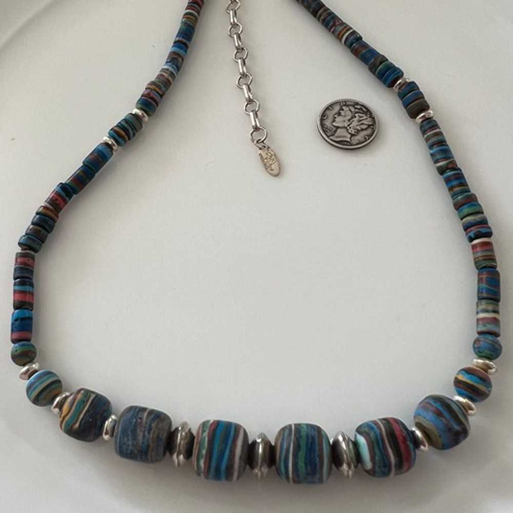 Running Bear Navajo Sterling And Calsilica Necklace - Gem