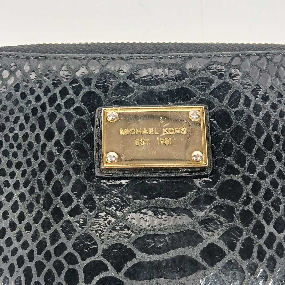 Michael Kors Black Shiny Snakeskin Pattern Wallet - image 4