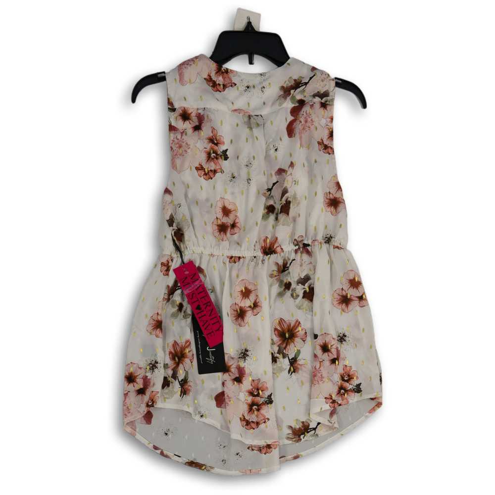 NWT Womens White Pink Floral Sleeveless Half Zip … - image 2
