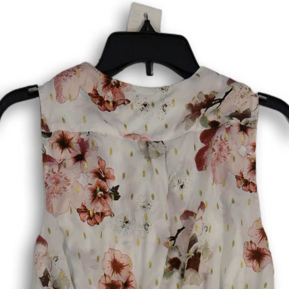 NWT Womens White Pink Floral Sleeveless Half Zip … - image 4