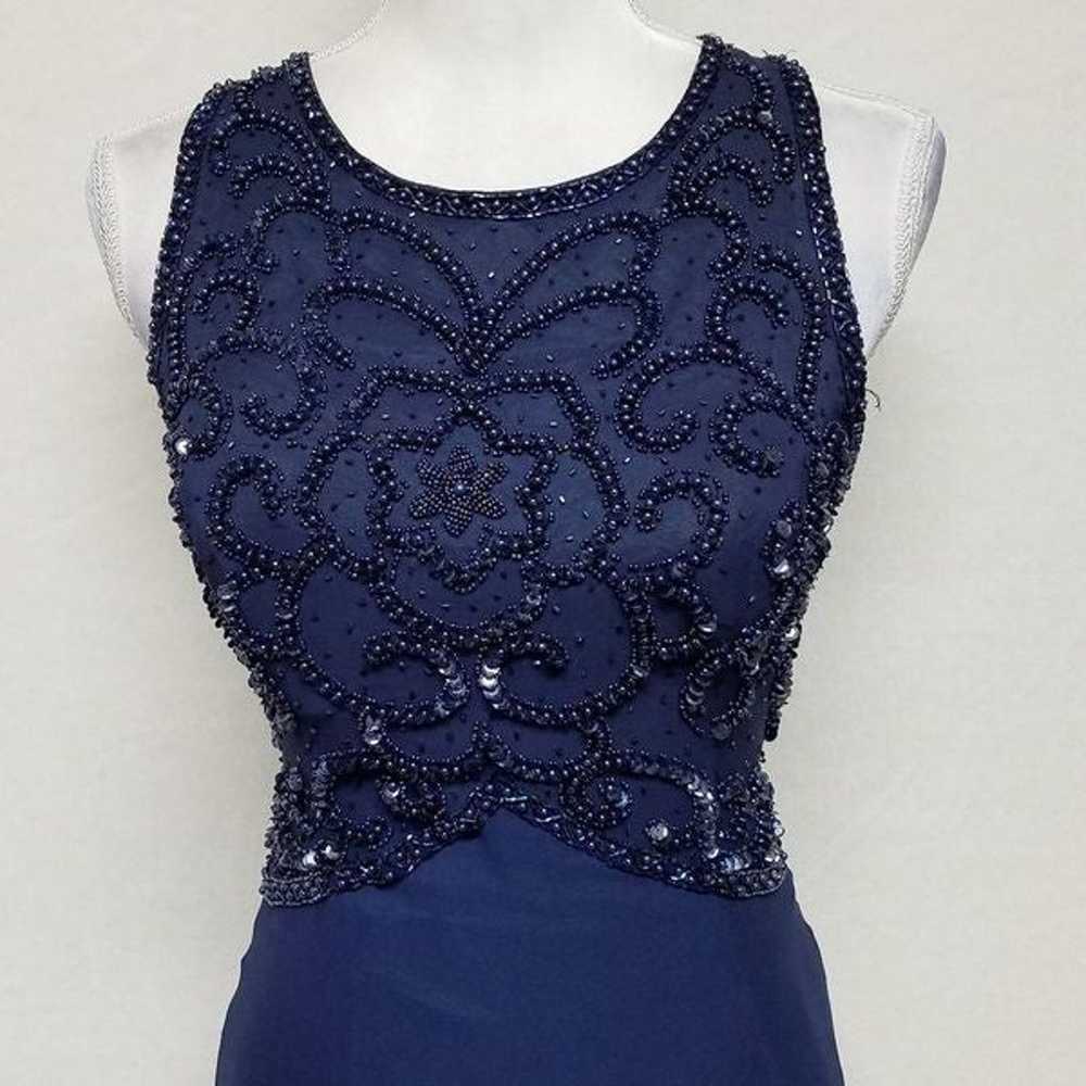 Rare Vintage Blue Silk Bead Sequin Maxi Dress - image 3