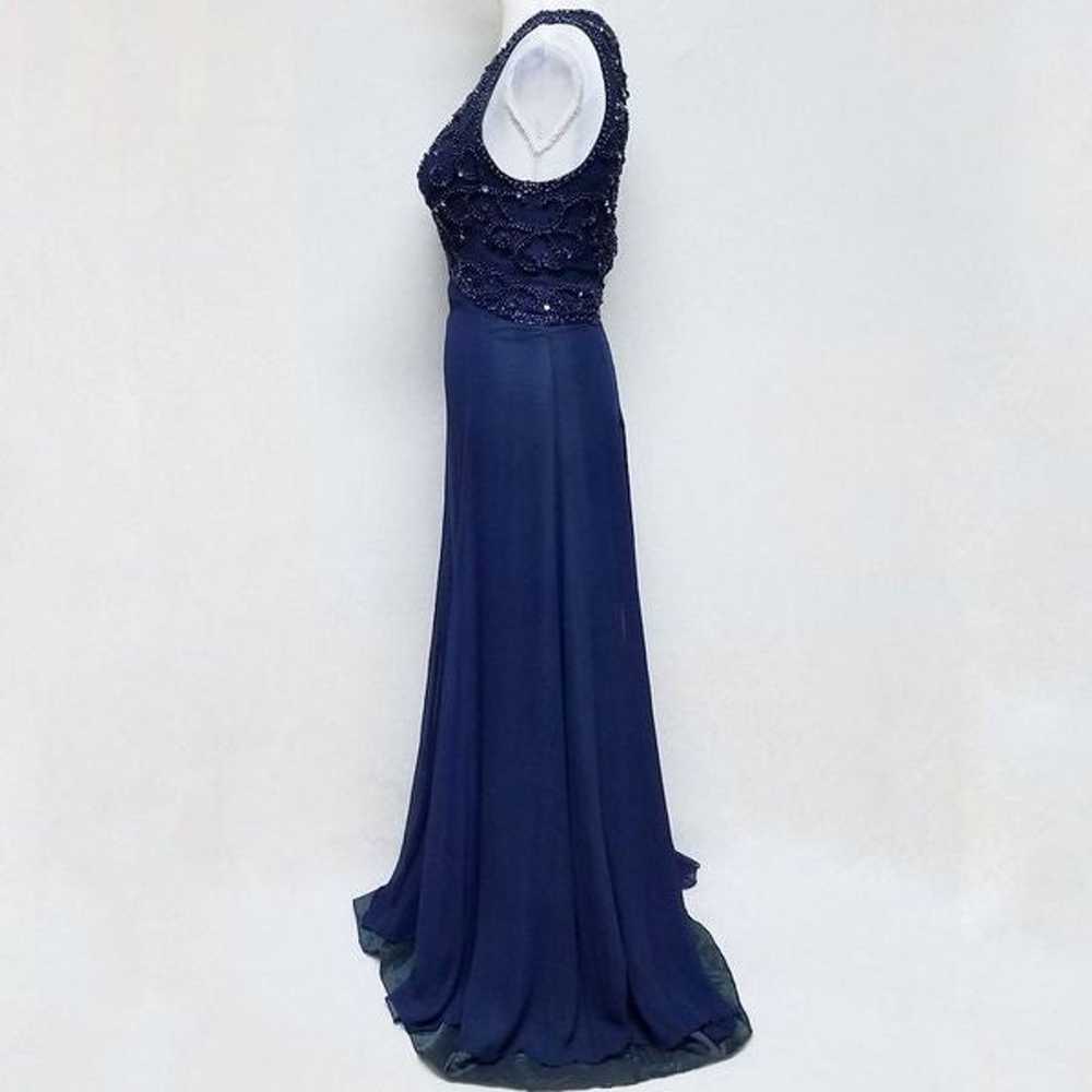 Rare Vintage Blue Silk Bead Sequin Maxi Dress - image 6