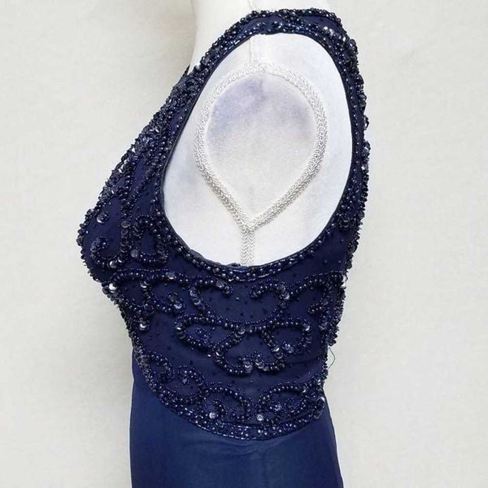 Rare Vintage Blue Silk Bead Sequin Maxi Dress - image 8