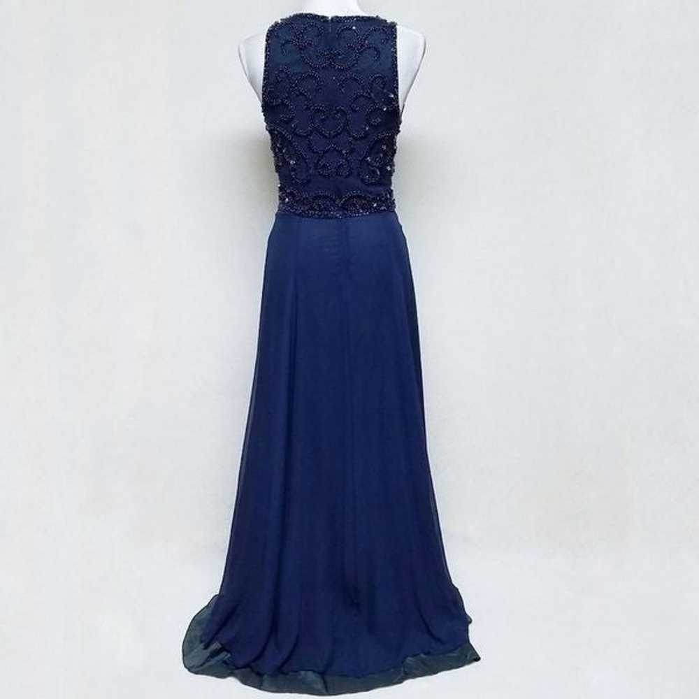 Rare Vintage Blue Silk Bead Sequin Maxi Dress - image 9