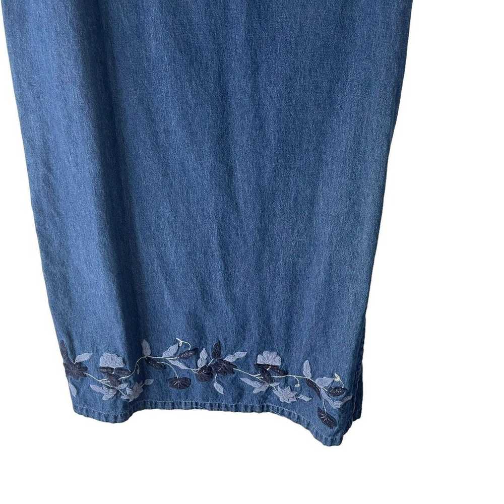 Erika Vintage 90s Women Size XL Denim Embroidered… - image 3