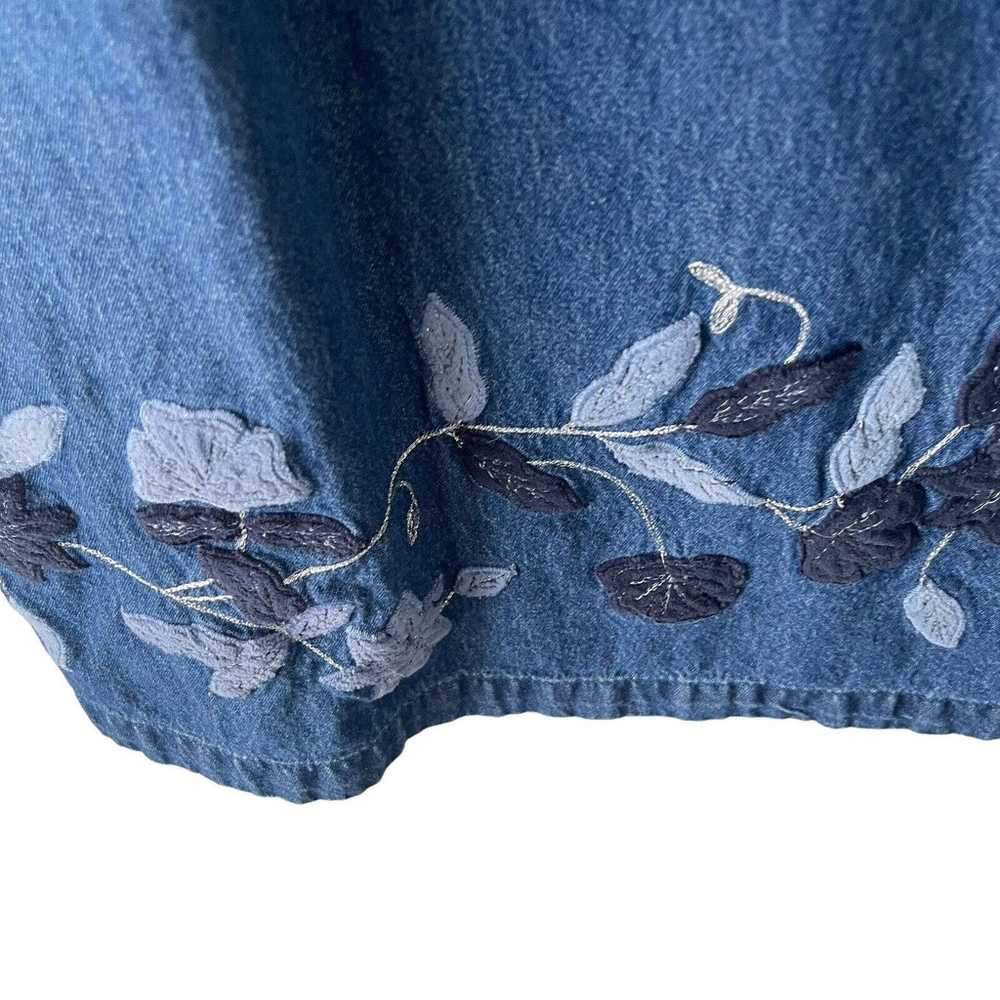 Erika Vintage 90s Women Size XL Denim Embroidered… - image 5