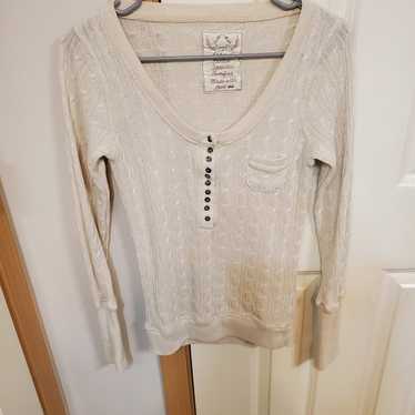 Vintage Y2k/2000's Oatmeal Yarn Knit Henley Babyd… - image 1