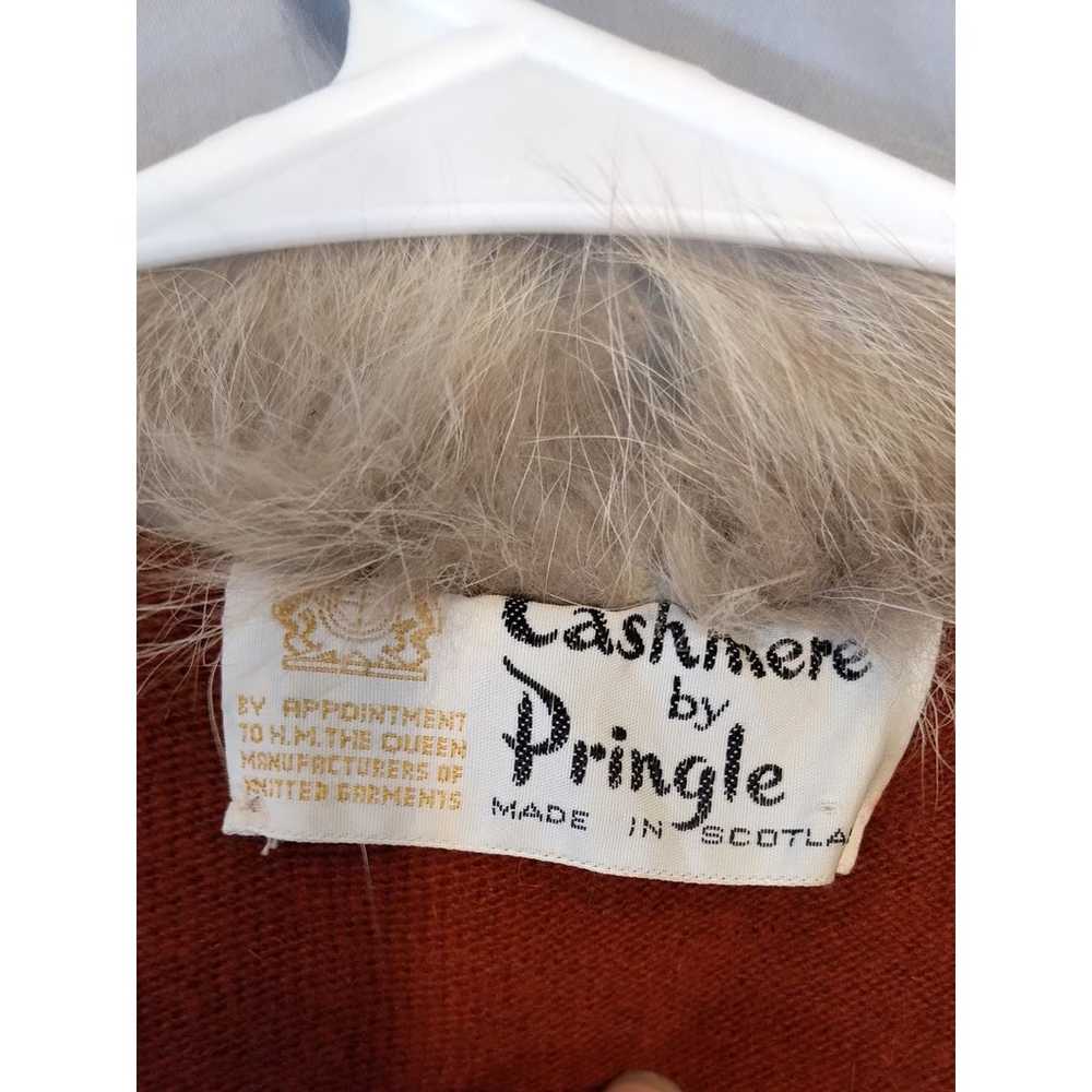 Vintage Cashmere by Pringle Fur Trimmed Cardigan … - image 5