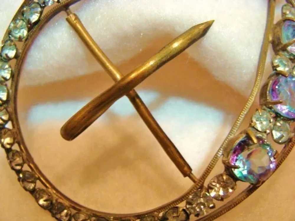 Art Deco: Rare Iris / Rainbow Crystal Belt Buckle - image 5