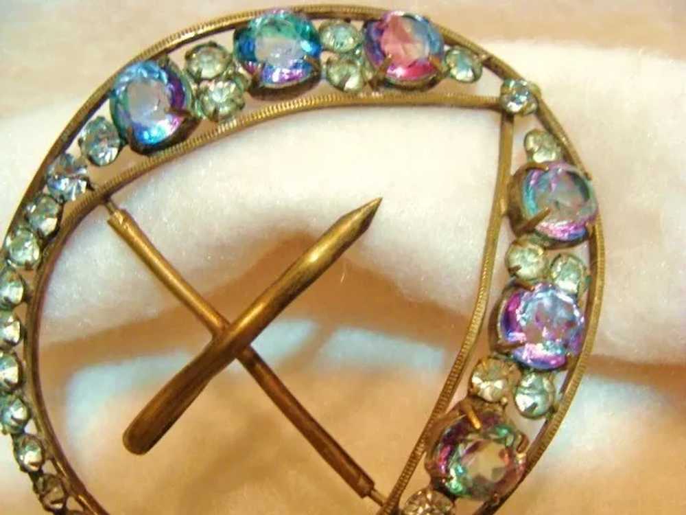 Art Deco: Rare Iris / Rainbow Crystal Belt Buckle - image 6