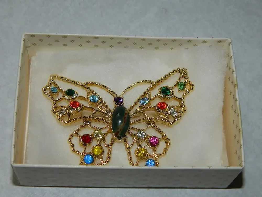 Doddz Genuine Stone & Rhinestone Huge Butterfly B… - image 2