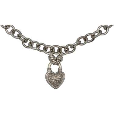 Sterling Silver 1/4 CTW Diamond Heart Link Necklac