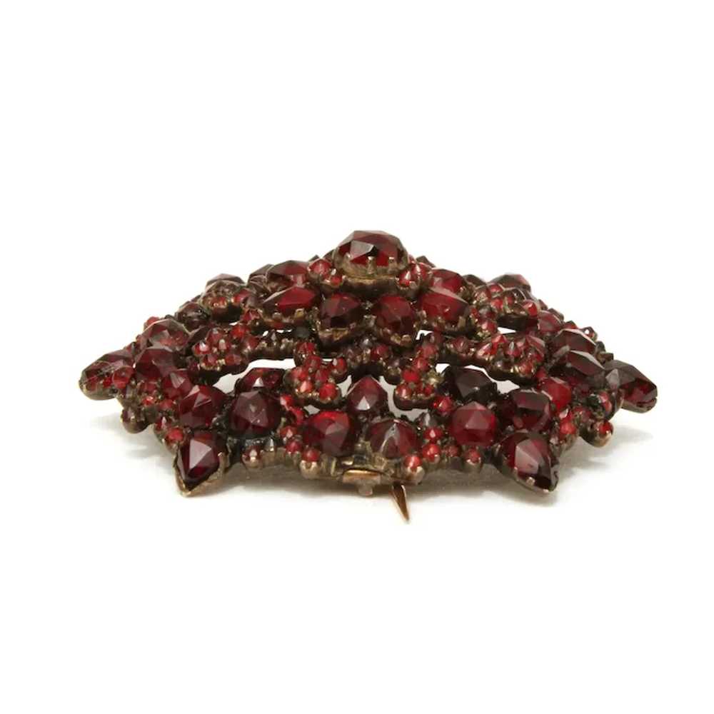 Antique Bohemian Garnet Pin Pendant Victorian Ros… - image 4