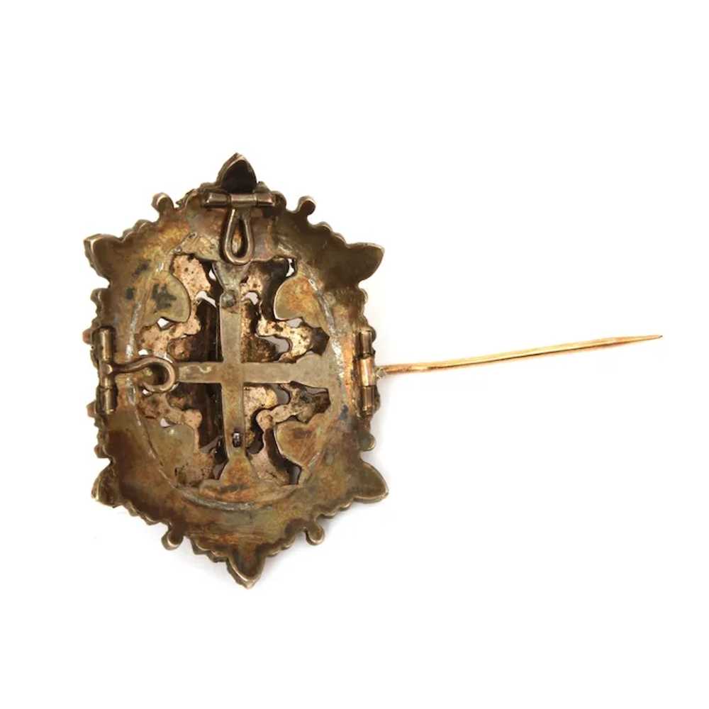 Antique Bohemian Garnet Pin Pendant Victorian Ros… - image 7