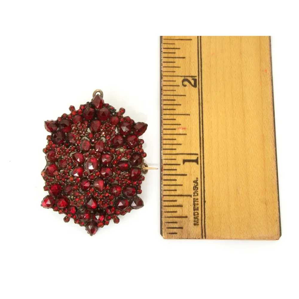 Antique Bohemian Garnet Pin Pendant Victorian Ros… - image 8