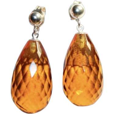 Beautiful Faceted Briolette Citrine Drop Earrings