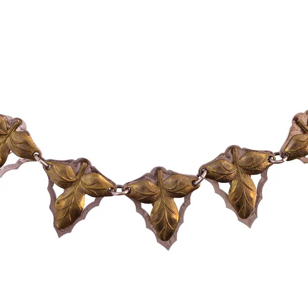 Two Tone Leaf Link Necklace - image 2