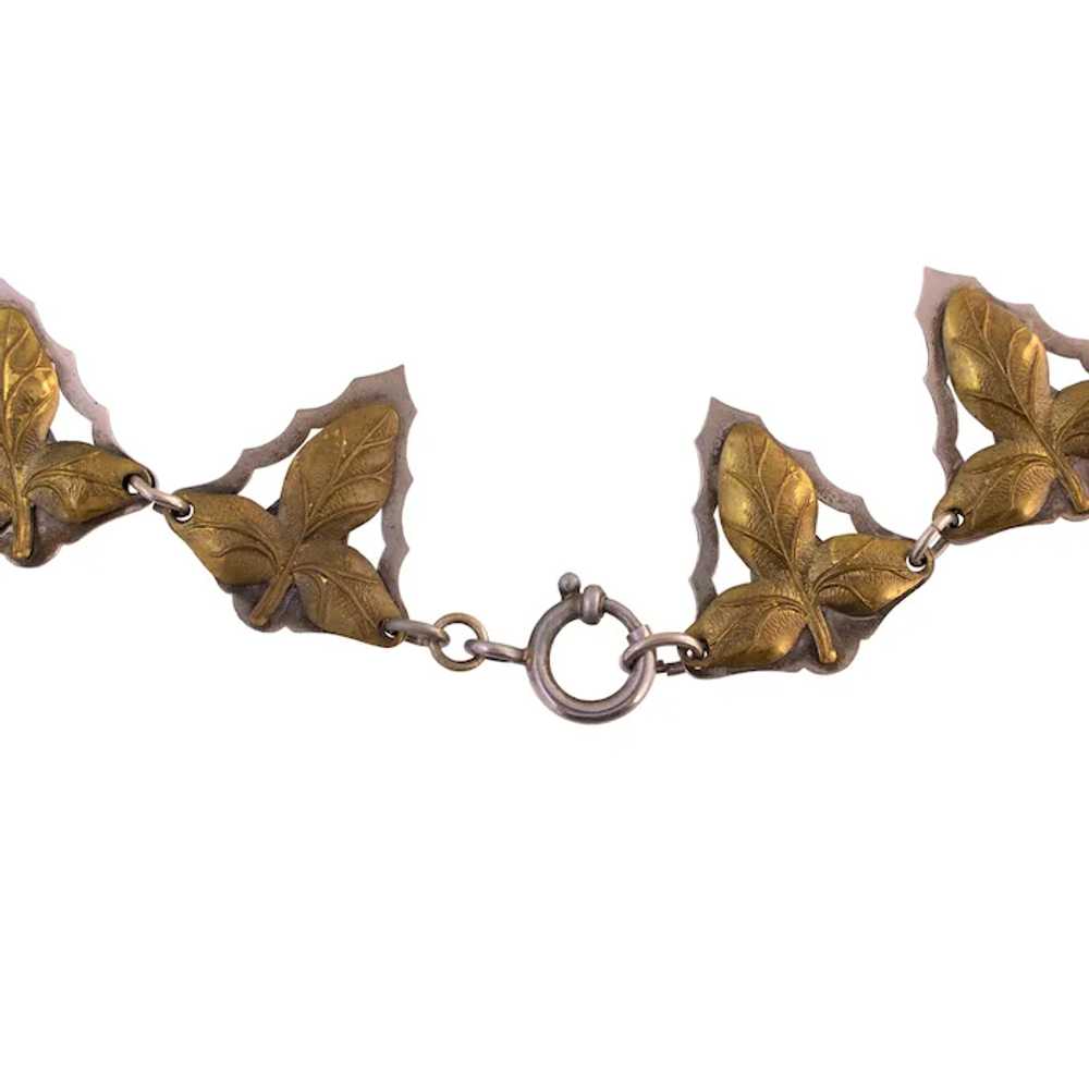 Two Tone Leaf Link Necklace - image 4