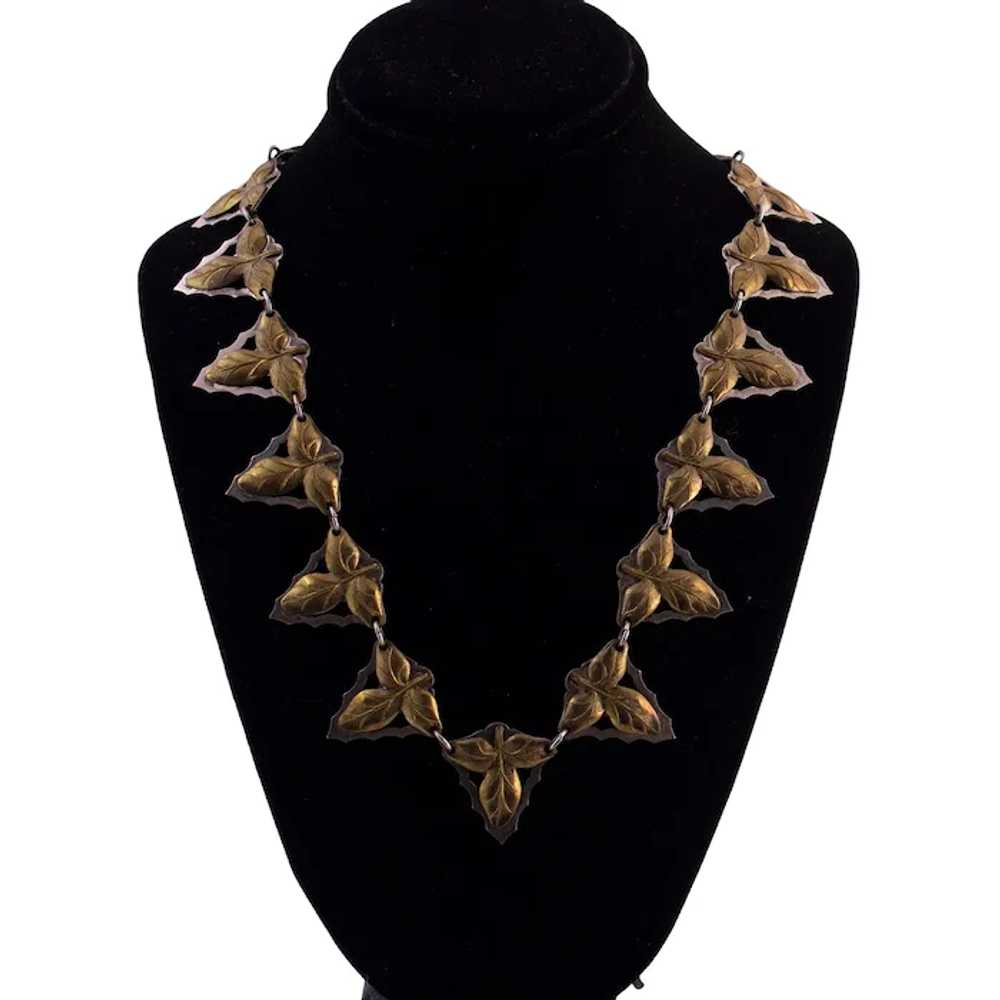 Two Tone Leaf Link Necklace - image 5