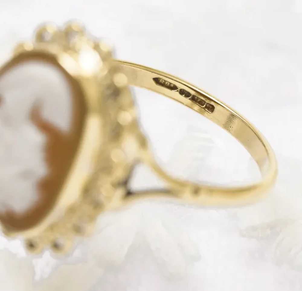 Vintage 1960's 9ct Gold & Cameo Portrait Ring Bir… - image 10