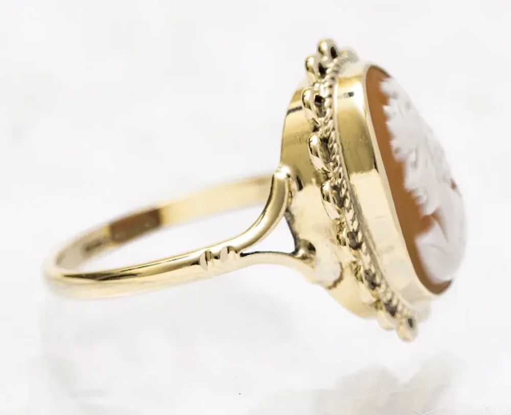 Vintage 1960's 9ct Gold & Cameo Portrait Ring Bir… - image 4