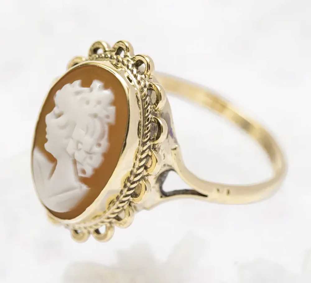 Vintage 1960's 9ct Gold & Cameo Portrait Ring Bir… - image 5