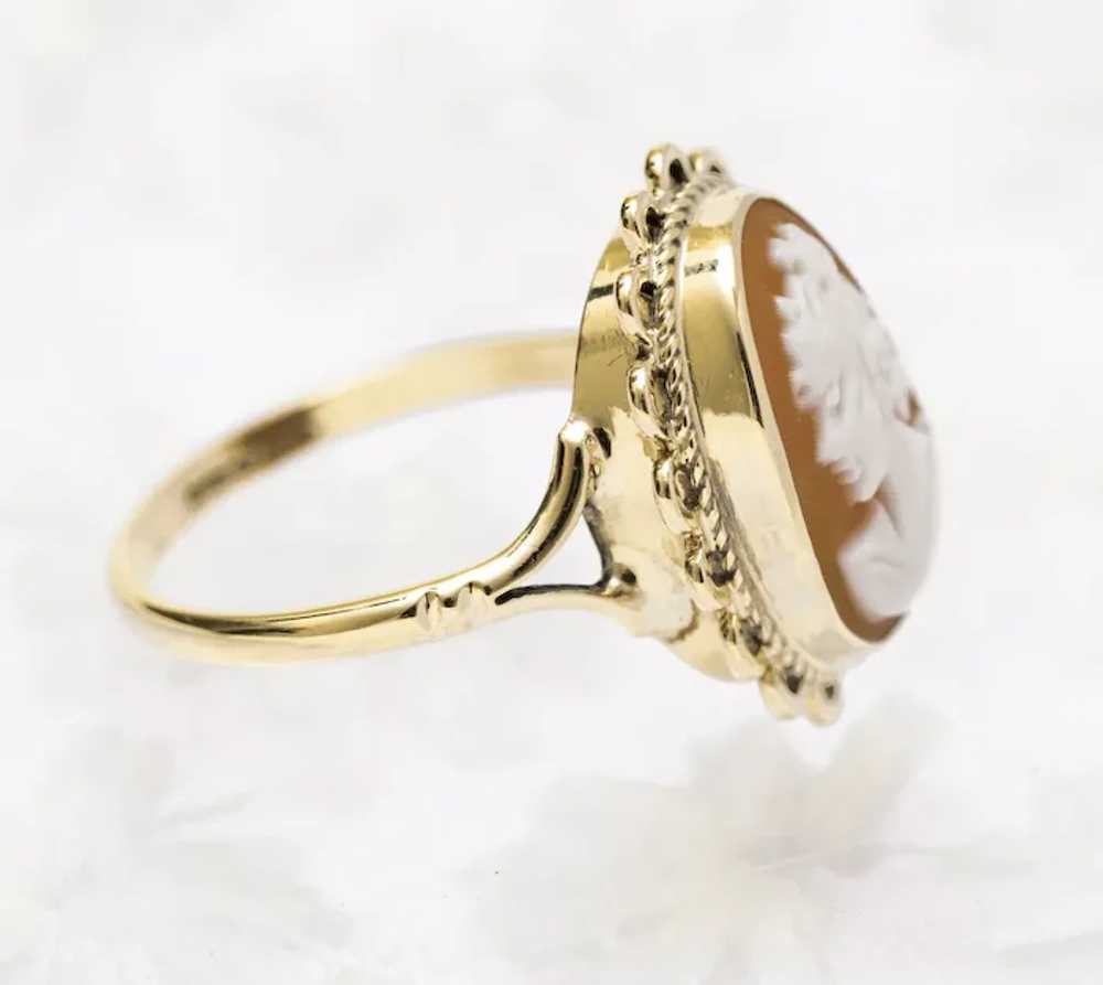 Vintage 1960's 9ct Gold & Cameo Portrait Ring Bir… - image 7