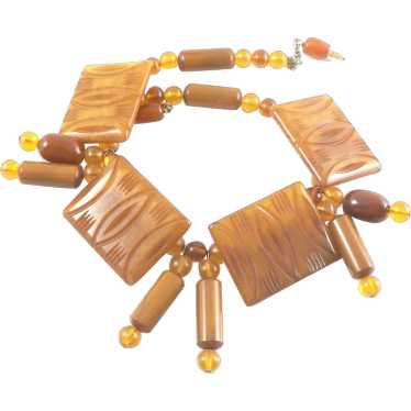 Amber Bakelite Necklace with Apple Juice and Trans