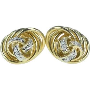 14K Vintage Diamond Twist Trim Statement Stud Ear… - image 1