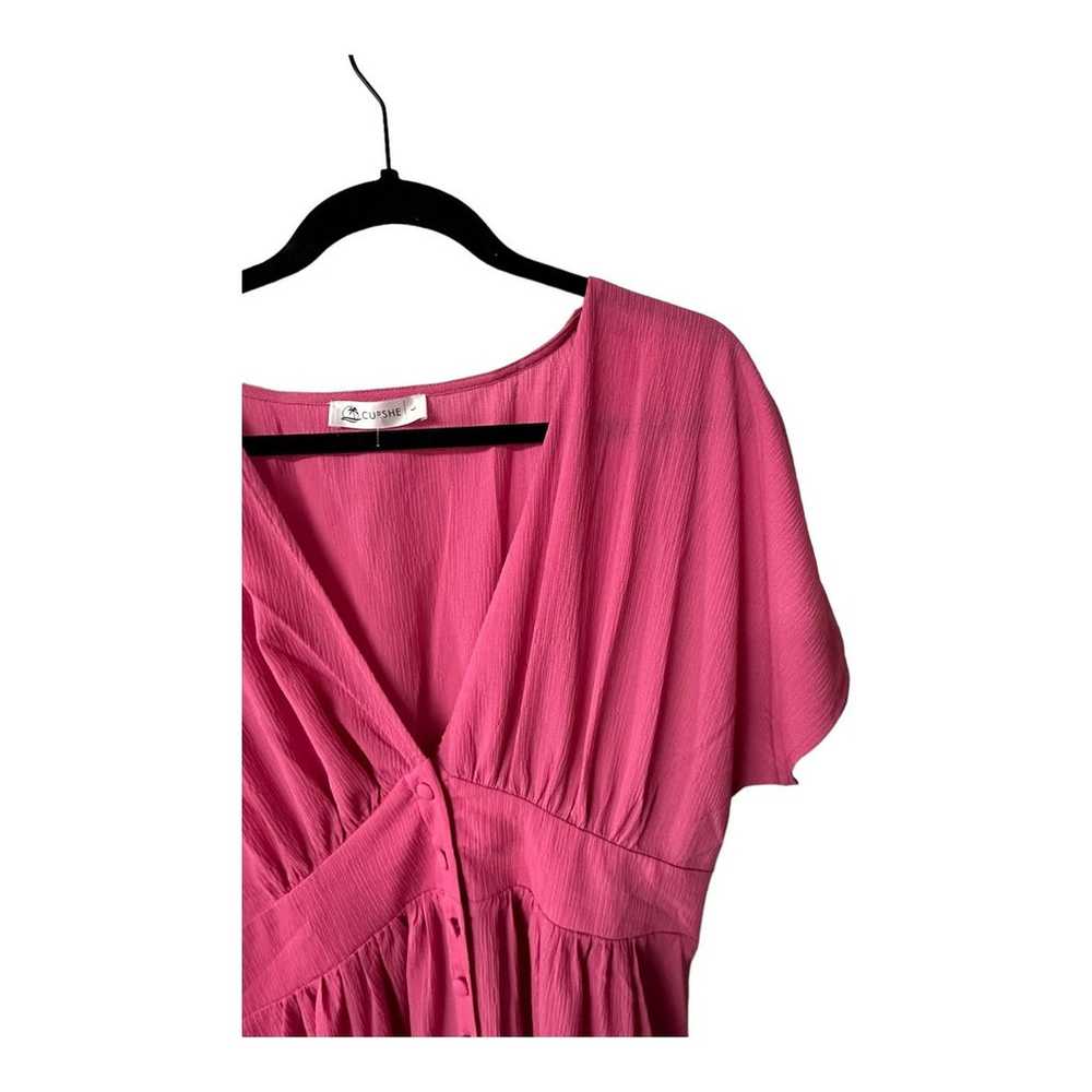Cupshe Johanna Front Button V-Neck Ruching Pink M… - image 5