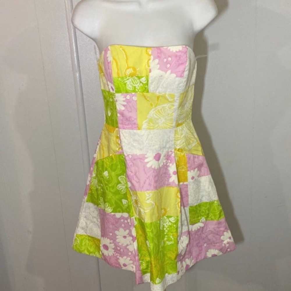 Lilly Pulitzer Floral Patchwork Strapless Mini Dr… - image 1